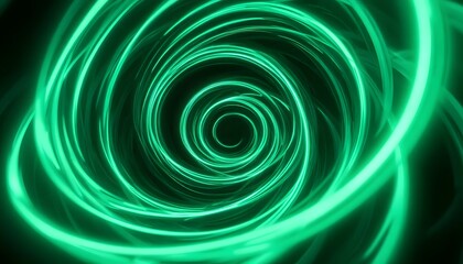 Neon Green Spiral Light Trails Abstract Background
