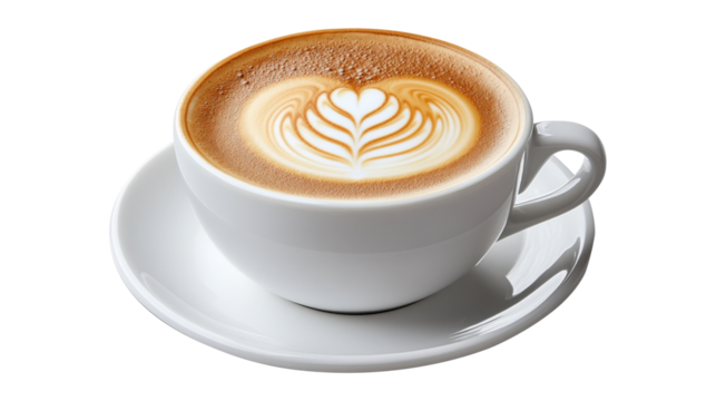 A white coffee cup with a heart design - Powered by Adobe