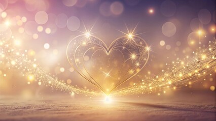 Golden Heart Sparkle A Magical Festive Background of Shimmering Lights and Glowing Dust Trails