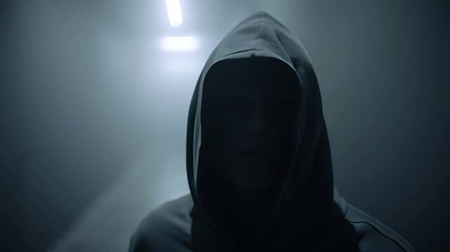 Silhouette tunnel fog light mystery exit hope dark unknown walking corridor horror