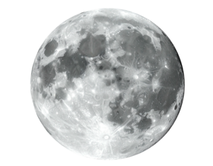 Detailed lunar surface, craters & light against black