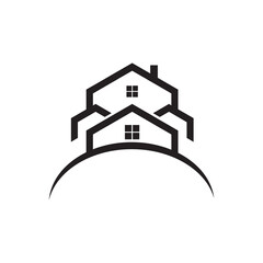 Abstract black and white houses logo design