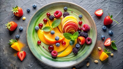 Vibrant Summer Fruit Salad Platter with Mango and Berries, a Delightful Culinary Presentation