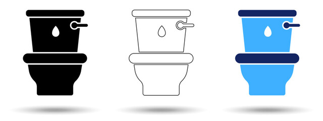 Toilet icon. Toilet icon on a white background, isolated. The icon has three uses in applications and websites. Vector illustration. Toilet icon on a white background.