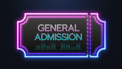 Neon General Admission Ticket with Equalizer Bars and Dark Background
