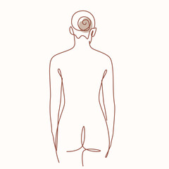 Back view of a female body one line drawing. Back view of a female body single line illustration. Back view of a female body minimalist line art. Back view of a female body vector art