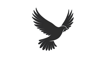 Minimal dove silhouette showing smooth wing shape and peaceful bird profile ideal for elegant symbolic artwork presentation isolated on white background