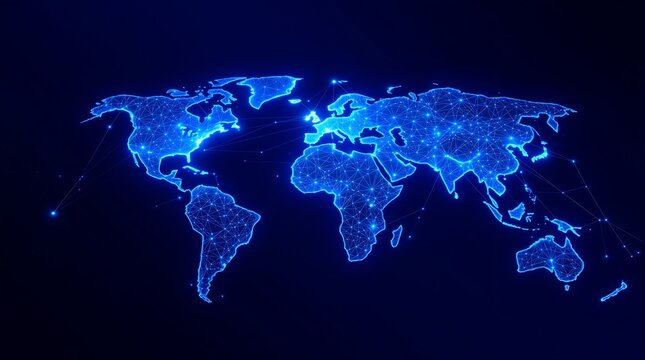 Global network technology world map connection digital abstract background future innovation concept
