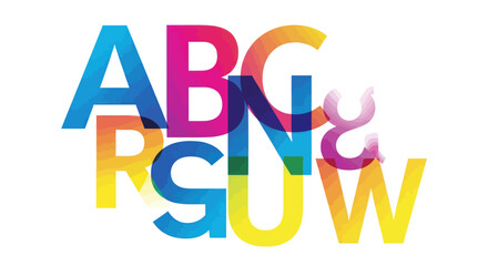 Colorful Overlapping Letters: A B C R S G N U W and Ampersand. © Berkah