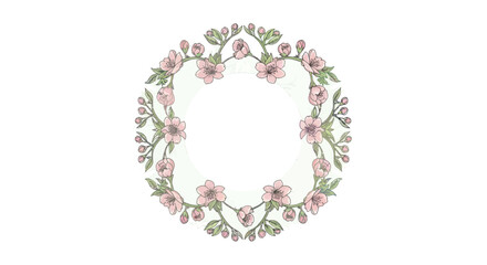 Delicate Pink Floral Wreath with Green Foliage Accents.