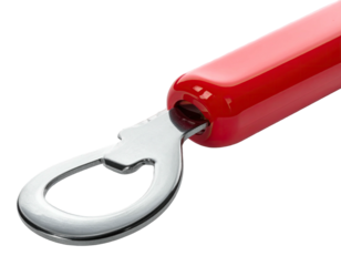 Red-handled bottle opener; metal part shown