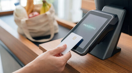 Person Using a Credit Card to Pay for Shopping