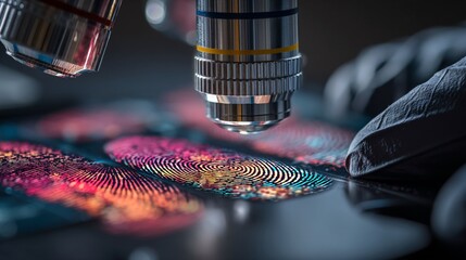Detailed Microphone Inspection of Colorful Fingerprints Under Lens