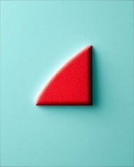 A red triangle shape is positioned on a light blue background, creating a minimalist and abstract composition. The image is shot from a top-down perspective.