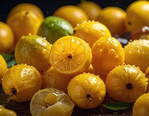 Pile of vibrant citrus fruit close up