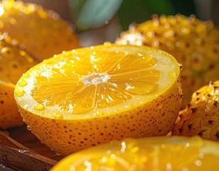 Orange fruit cut open macro shot