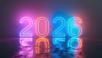 Neon pink and blue 2026 new year celebration design