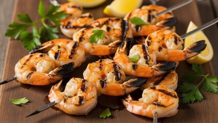 Grilled Shrimp Skewer Illustration
