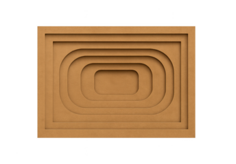 Nested rounded rectangular frames creating a layered 3d abstract design on neutral background