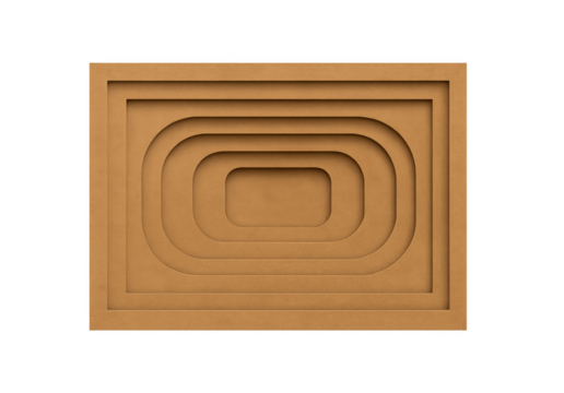 Nested rounded rectangular frames creating a layered 3d abstract design on neutral background