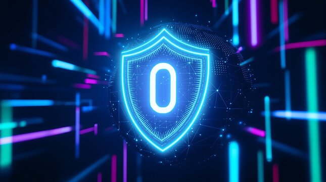 Cyber security shield digital protection technology network safety firewall data encryption system 100 char