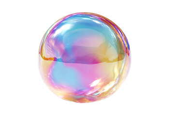 A single, iridescent soap bubble floats against a stark black background