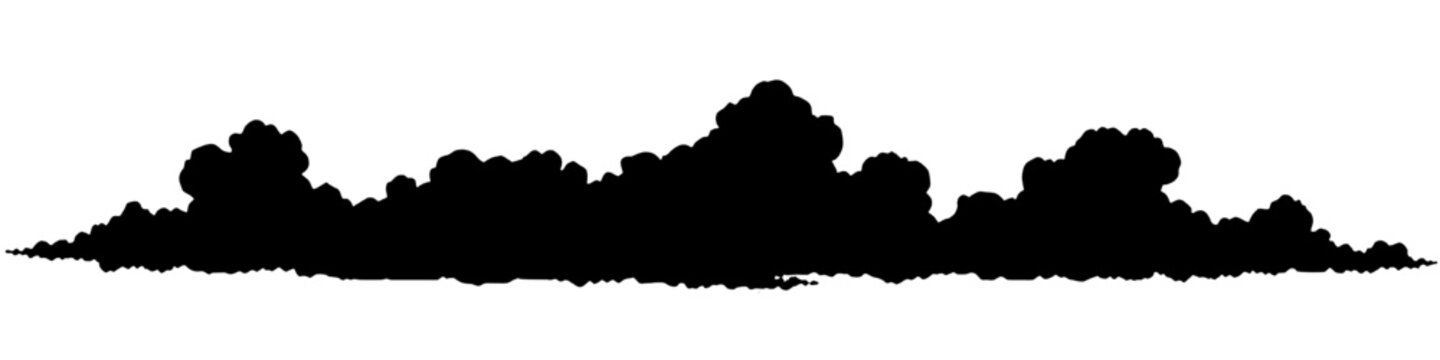 silhouette of cumulonimbus clouds against a white sky