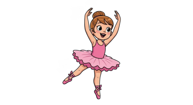 Animated girl strikes ballerina pose