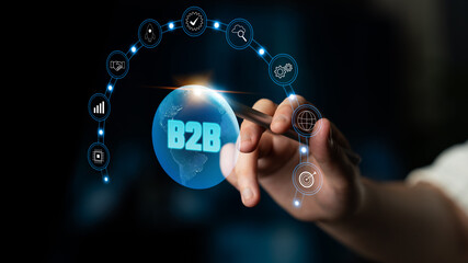 Global B2B business growth and partnership solutions. A strategy for market expansion and achieving company goals in worldwide business. Motif