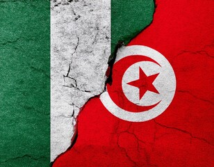 cracked floor between nigeria and tunisia flag