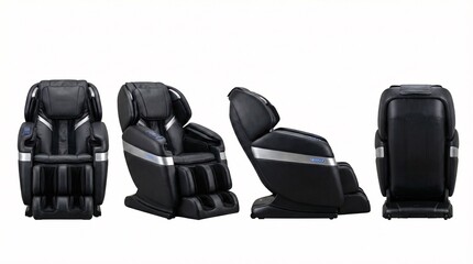 Relaxing black leather massage chair promises ultimate comfort and modern style in your home or spa...