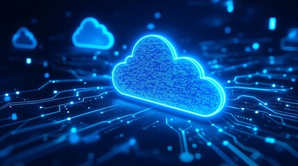 Cloud computing technology concept with digital cloud data storage and network connections system