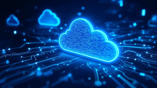 Cloud computing technology concept with digital cloud data storage and network connections system