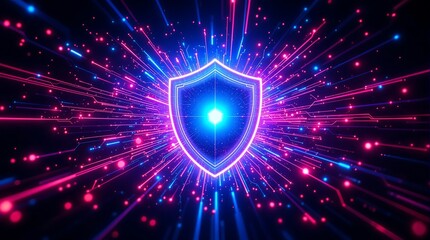 Cyber security shield protection abstract background for network data digital technology concept