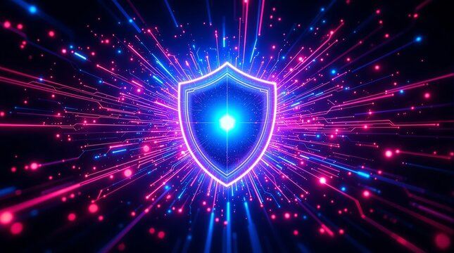 Cyber security shield protection abstract background for network data digital technology concept
