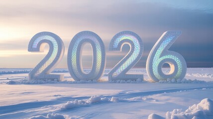 Ice-effect 2026 text on a cold and frosty background
