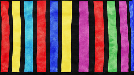 A vibrant and colorful abstract background composed of vertical stripes in red, blue, yellow, and purple, set against a dark backdrop