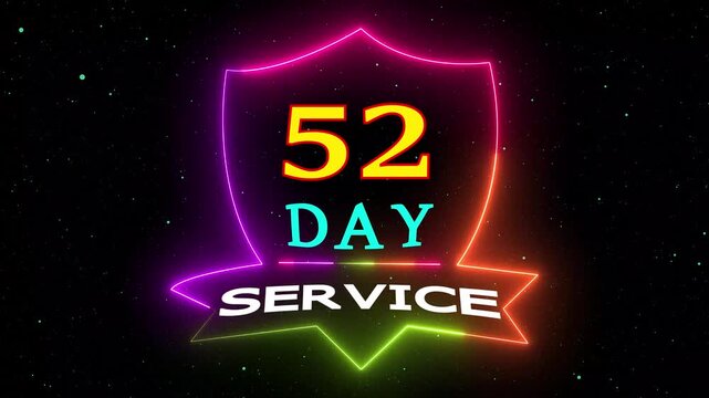 Neon 52 day service motion background loop