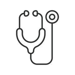 Stethoscope, icon in line design. stethoscope, public health, checkup, diagnosis, doctor, listening, heartbeat on white background vector. Stethoscope editable stroke icon