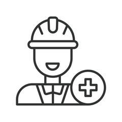 Occupational health, icon in line design. occupational health, worker, safety, helmet, public health, job, protection on white background vector. Occupational health editable stroke icon