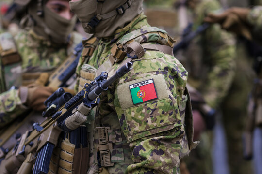 Portuguese soldiers preparing to attend the Romanian National Day military parade.