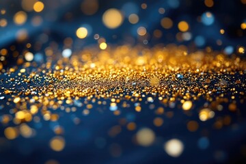 Abstract background of golden glitter particles