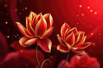 Artistic depiction of lotus flowers