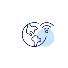 Group of users and wi-fi symbol. Shared community, communication and remote work. Pixel perfect, editable stroke vector icon