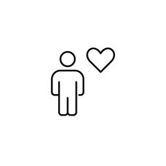 Person and heart. Caring support, trusted health and charity services. Pixel perfect, editable stroke vector icon