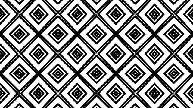 Dynamic black and white geometric pattern with repeating diamond shapes seamless abstract background