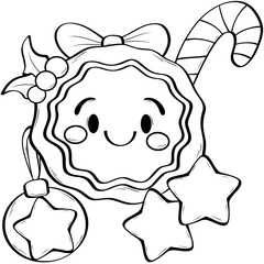 Line face cookie christmas