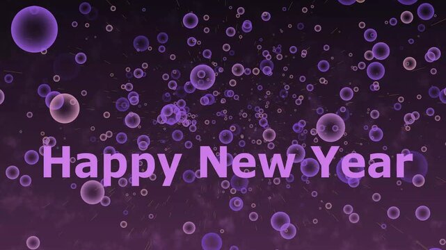 A neon sign displaying the happy new year 2026 flying above the words in a pink background, neon font 4k video 