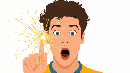 Shocking Revelation: A stunned individual experiences a moment of surprise as a burst of light erupts from their touch, symbolizing innovation and discovery.