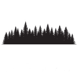 Obraz premium Pine Forest Silhouette Banner — Evergreen Trees Vector Illustration for Nature and Lands